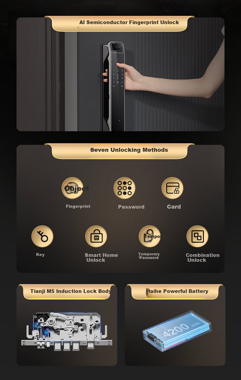 Haier Smart Door Lock Fingerprint Password Anti-theft Lock P360 2