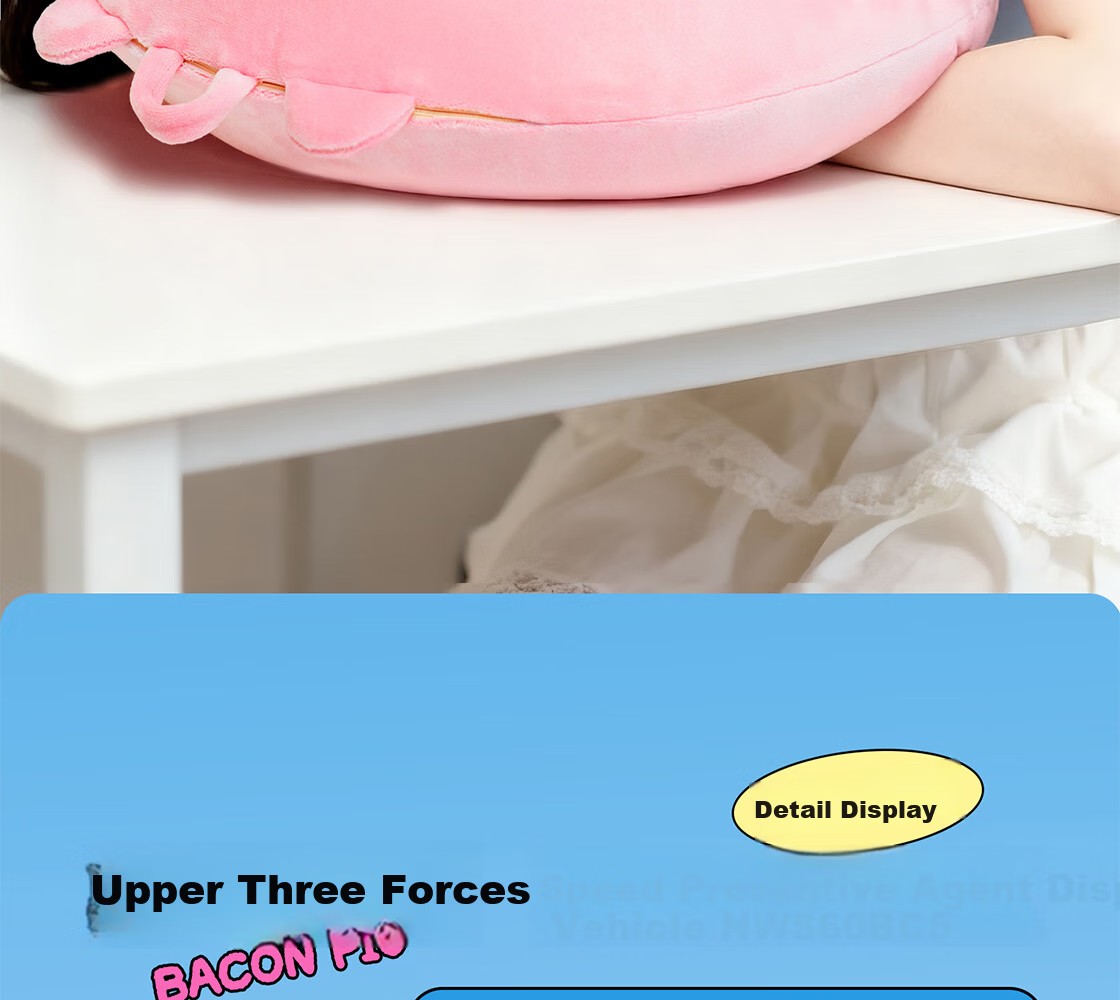 MINISO Bacon Pig U-Shaped Memory Foam Office Nap Pillow Travel Neck Pillow Lunch Break Cushion Birthday Gift Smiling Design 12