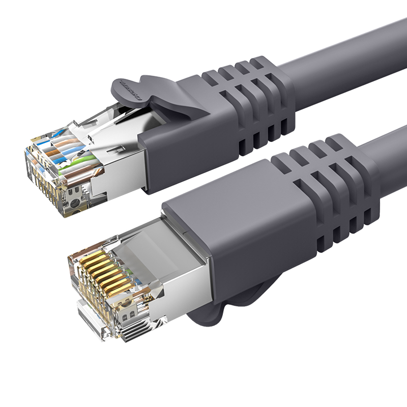 CHOOSEAL Cat6 Ethernet Cable, Double-Shielded Gigabit High-Speed Broadband, CAT6 Engineering Computer Monitoring 8-Core Twisted Pair, Home Finished Patch Cord, Gray, 2 Meters, QS2605A