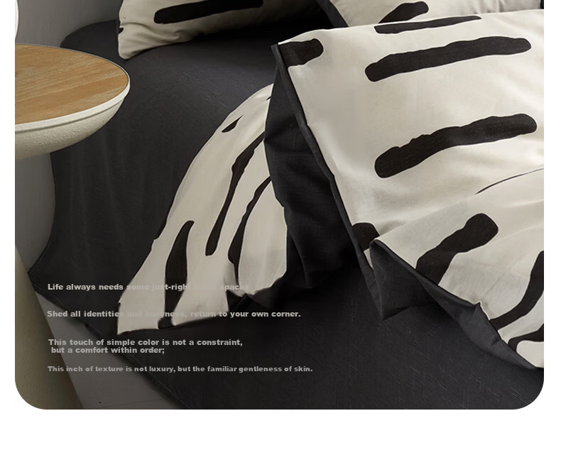MUJI Antibacterial Skin-Friendly Breathable 100% Pure Cotton Four-Piece Bedding Set Peach Cat Miss - Blue Duvet Cover for Single/Double Bed 1.5/1.8m 2*2.3m 1