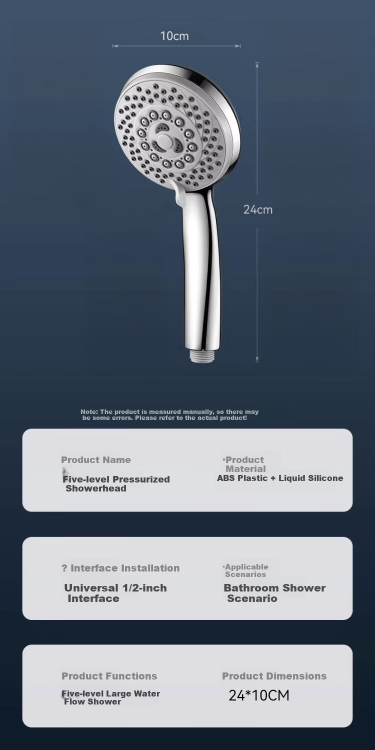 Del 28-Year Brand Shower Head High-Pressure Large Hole High Flow Bathroom Shower Set with Hose 06 12