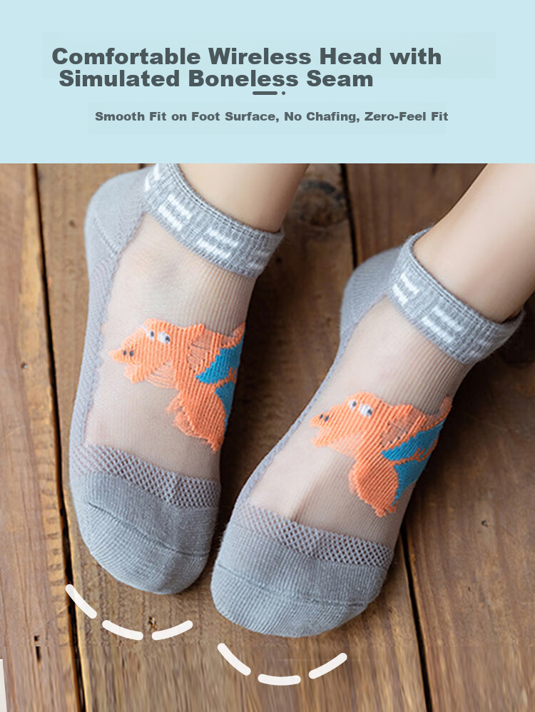 9i9 Children's Summer Thin Mesh Socks Crystal Silk Cotton Socks for Kids 5 Pairs A360 5