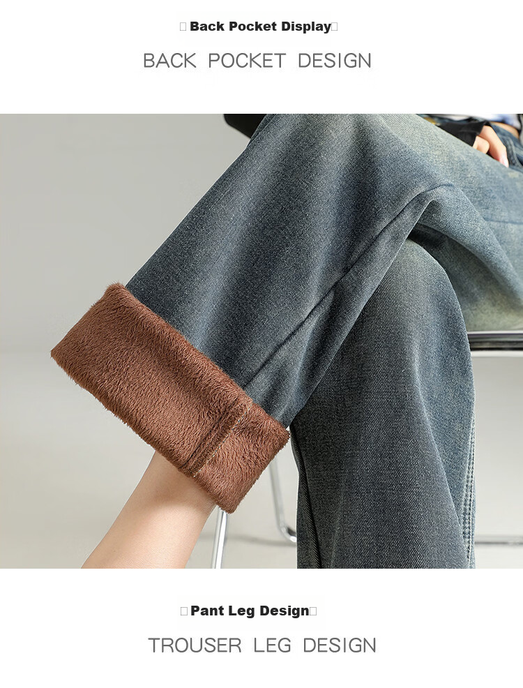 TonLion 2025 Winter Fleece-Lined Thickened High-Waist Korean Style Straight-Leg Vintage Versatile Denim Pants 18