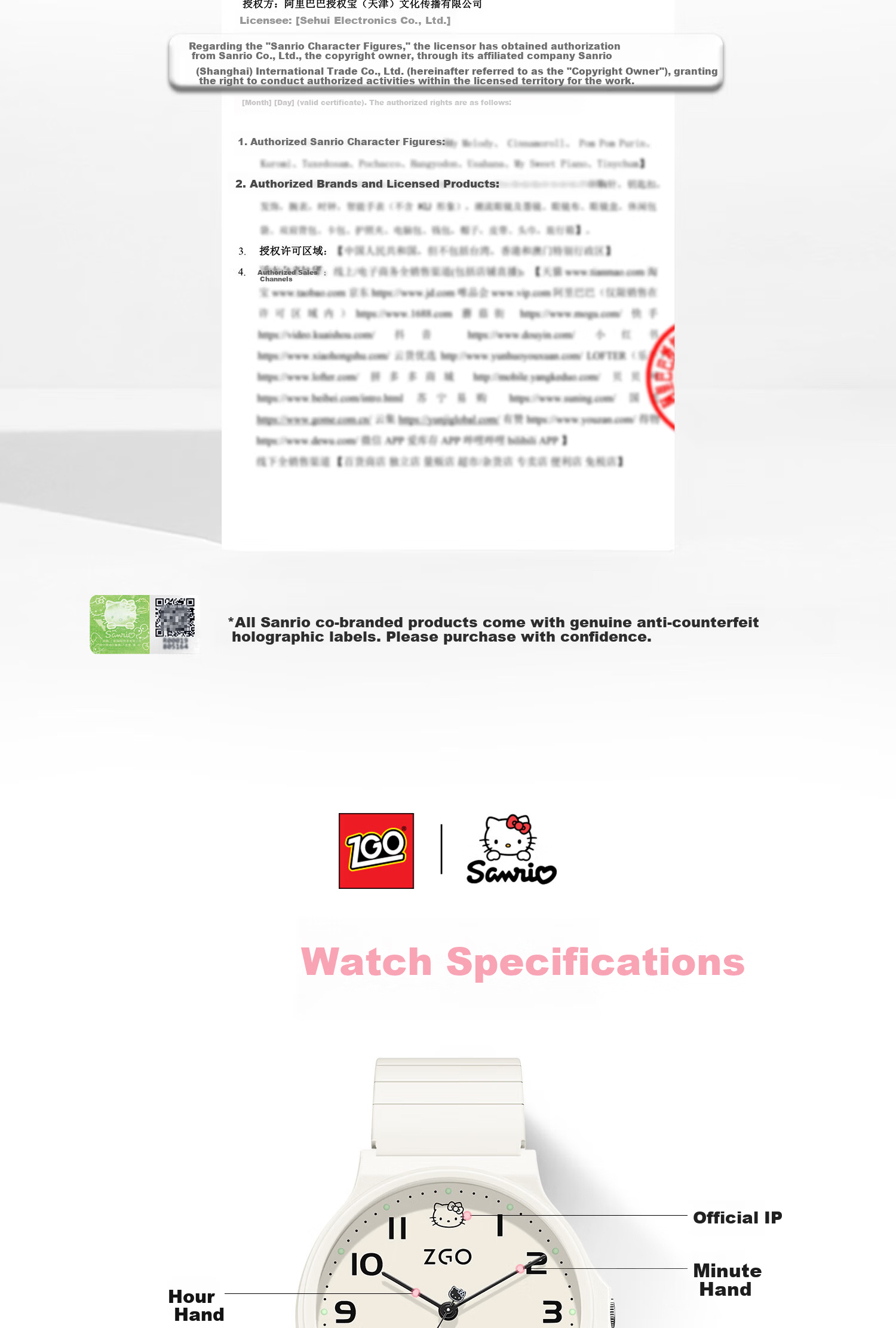 Hello Kitty Student Exam Watch for Girls Middle and High School Quiet Quartz Movement 17