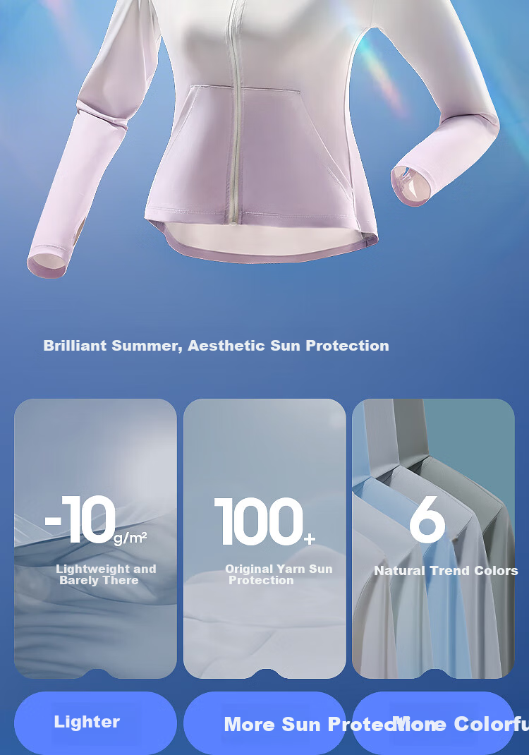 BOSIDENG Summer Women's National Standard Original Yarn Sun Protection UPF100+ Anti-UV Lightweight Outdoor Travel Jacket 2