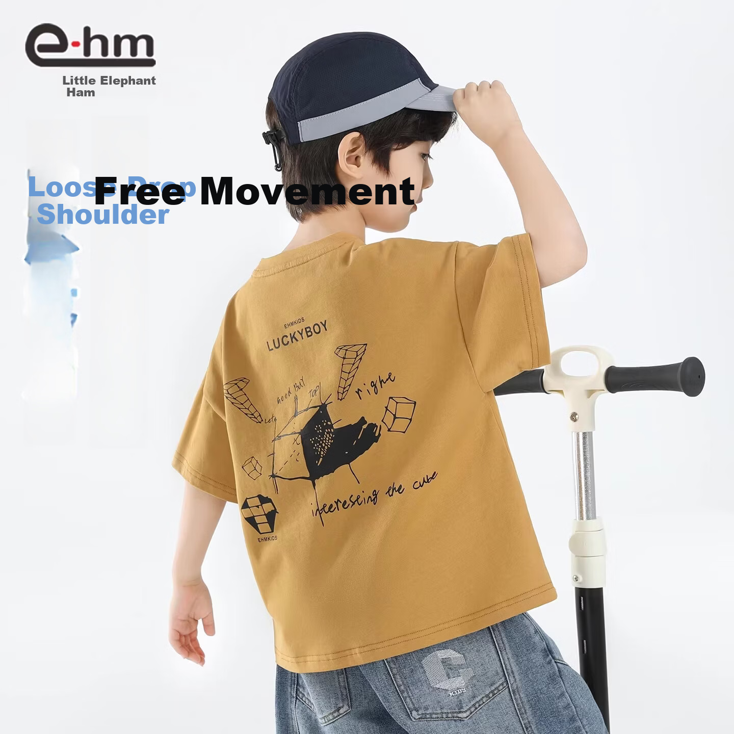 Little Elephant Ham Boys' Short Sleeve T-Shirt Summer 2026 New Cotton Pink 160 cm