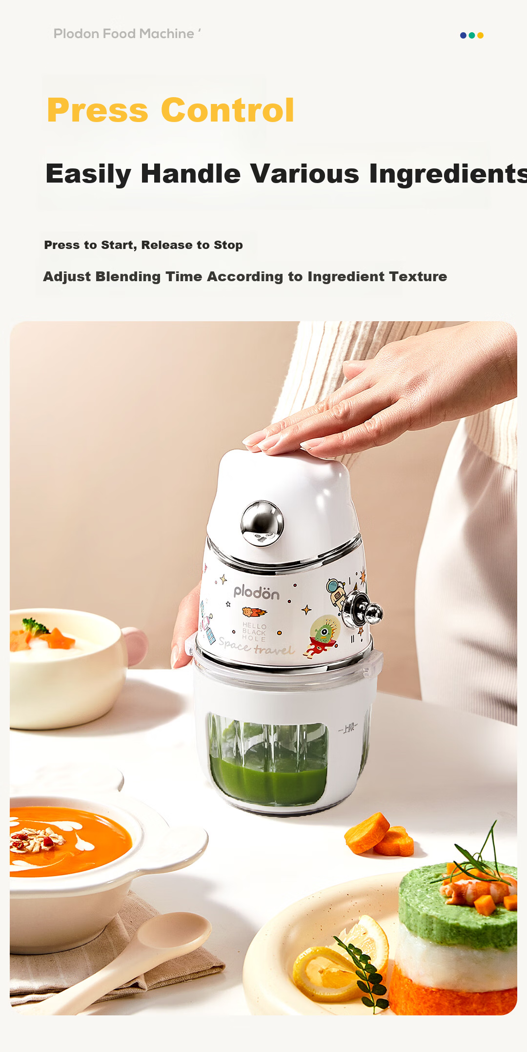 Pulidon Baby Food Processor Infant Puree Blender Food Preparation Tool [Single Speed] Ten Blades - Single Cup Single Blade 13