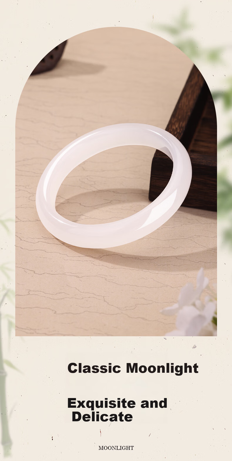 Shuibei White Moonlight Chalcedony Bangle for Women Simple Elegant Chalcedony Bracelet Birthday Gift for Wife Girlfriend 5