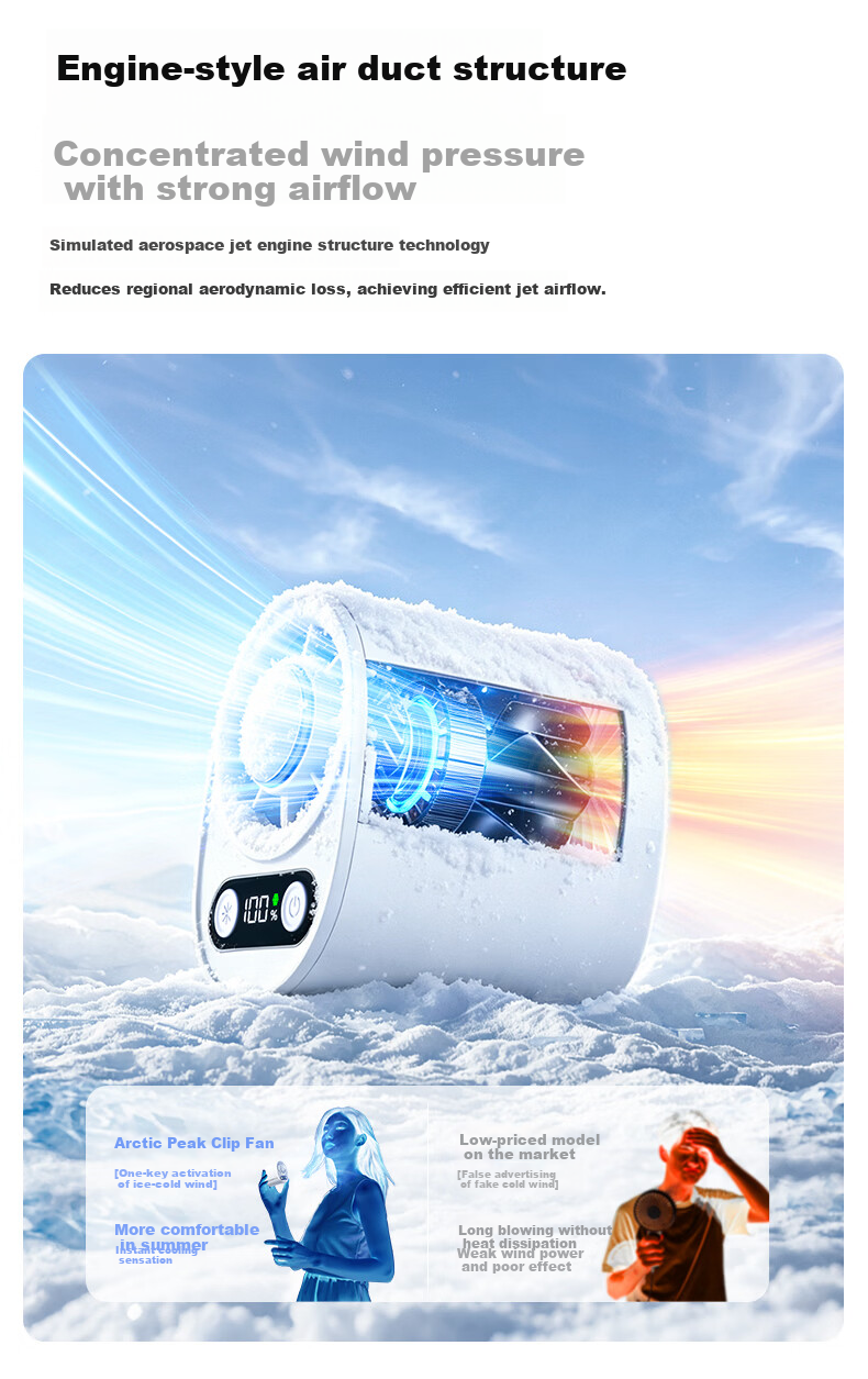 PolarBees Arctic Bee Portable Mini Fan Waist Hanging Handheld Neck Hanging Clip Desktop USB Rechargeable High-Speed Ultra-Quiet Cooling Fan with Long Battery Life 13