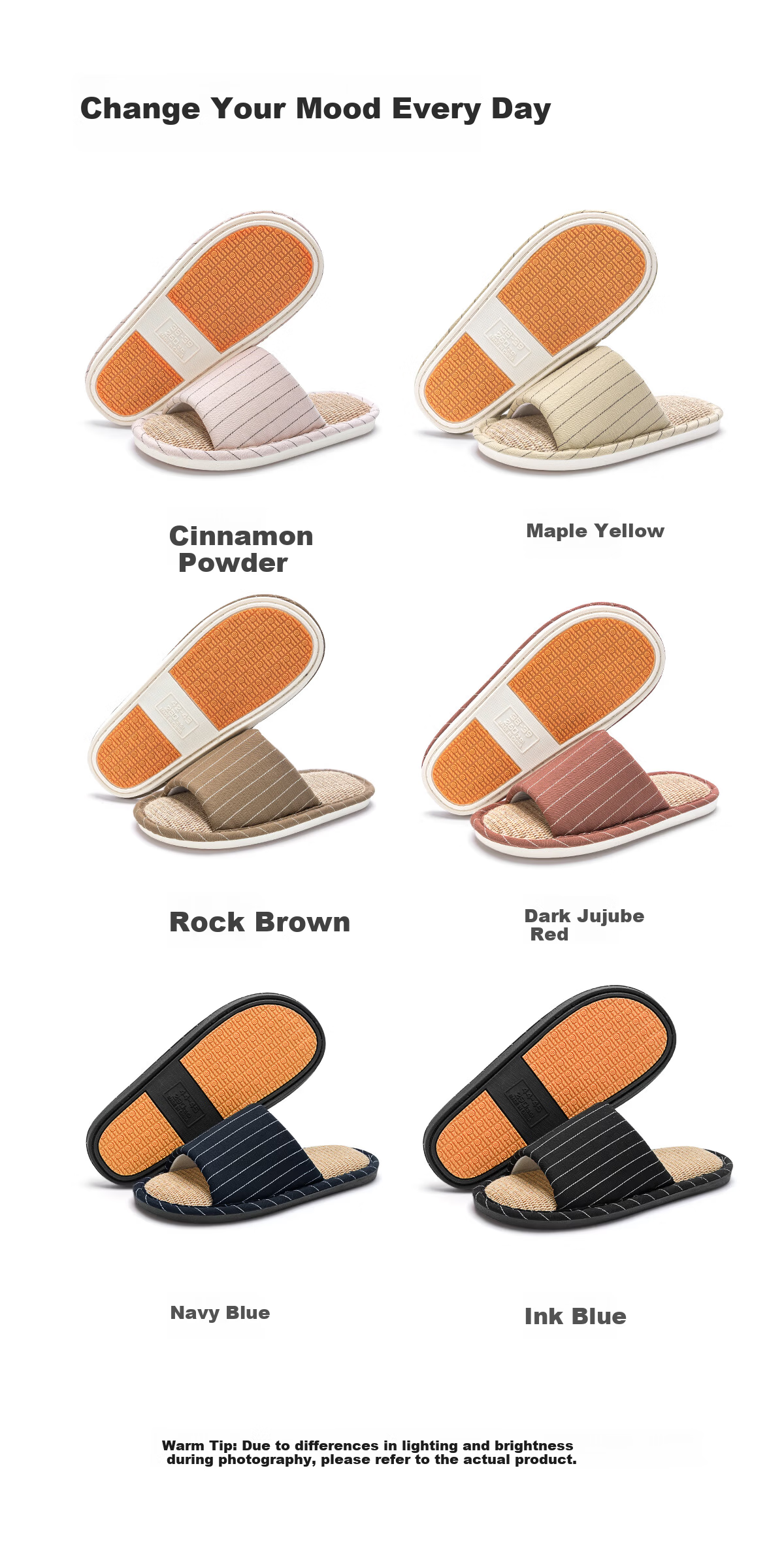 Soft Non-Slip Linen Slippers for Men Spring Summer Couples Indoor Home Antibacterial Deodorant Silent Floor Cotton Linen Slippers for Women 12
