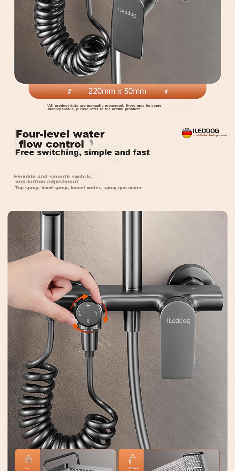 ILeddog [Germany] All-Copper Body Shower Set Home Bathroom Bath Shower Head Complete Set SL-003 7