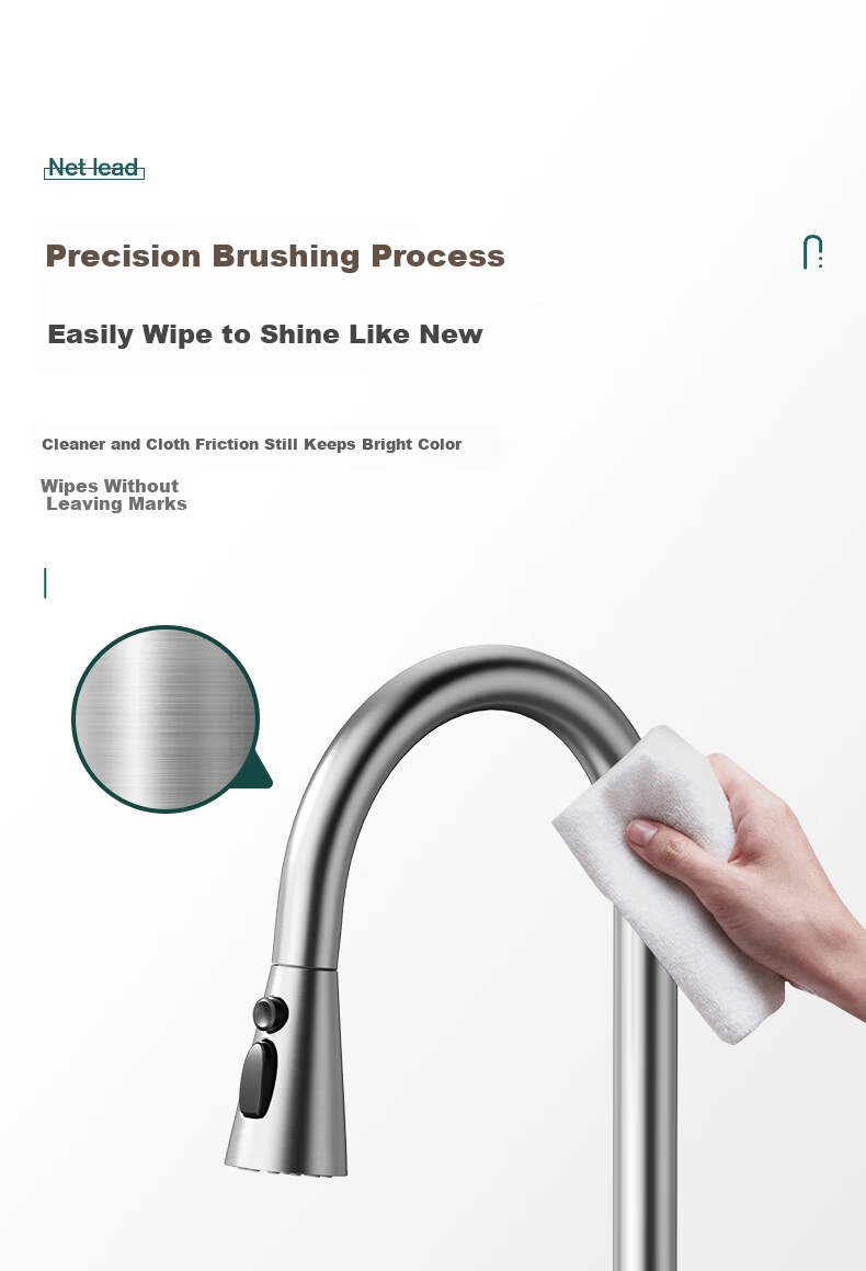 ARROW HS Kitchen Faucet Dual Control Hot and Cold Three-Function Pull-Out 304 Stainless Steel Sink Washing Basin Faucet 11