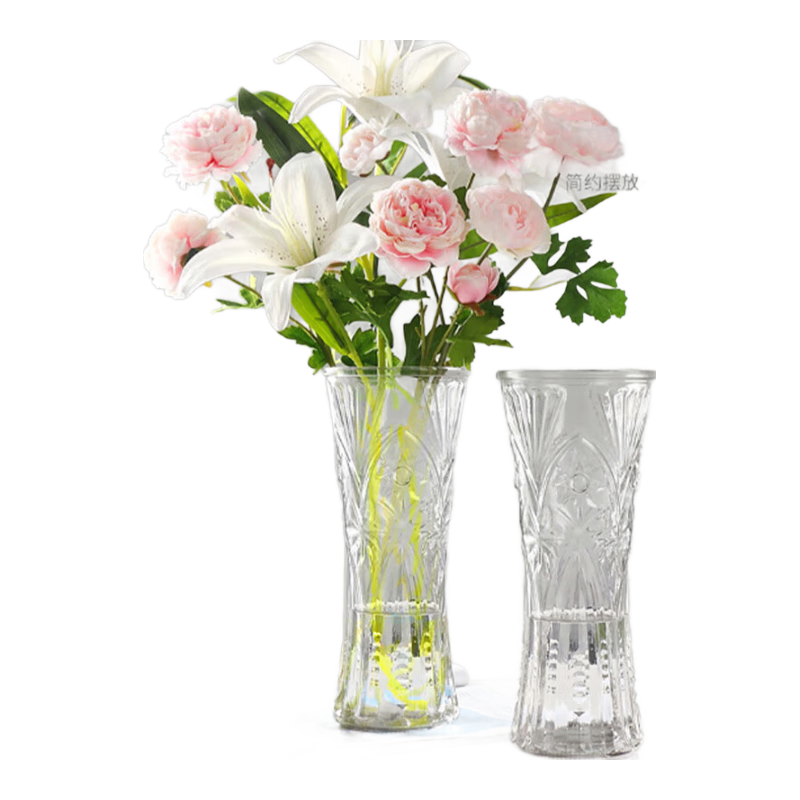 Jidukongjian Glass Vase for Lucky Bamboo, Lily, Rose, Flower Arrangement, Hydroponic Container, Home Decor, Round Mouth Vase