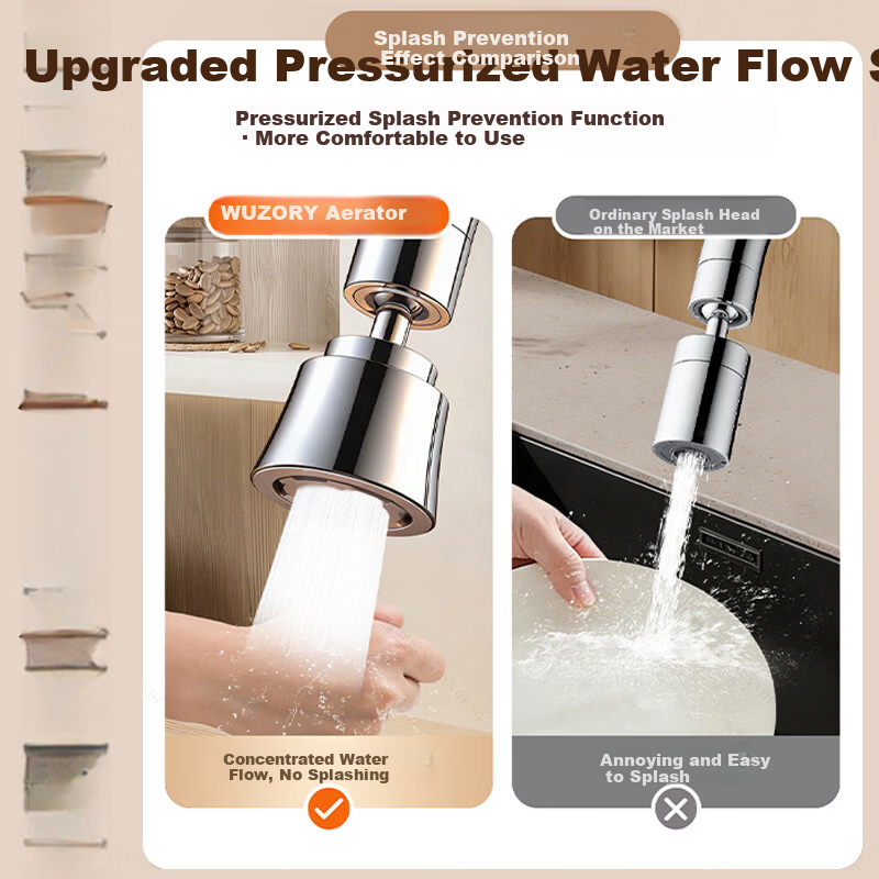 WUZORY [Germany] Faucet Splash Guard Extender Aerator Kitchen Faucet Booster Universal Connector