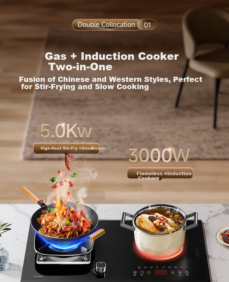 Royalstar Extraordinary Series Dual Fuel Gas and Electric Stove Built-in Household Liquefied Gas Double Burner One Gas One Electric Two-in-One Stove JZDY-30B1 Right 5