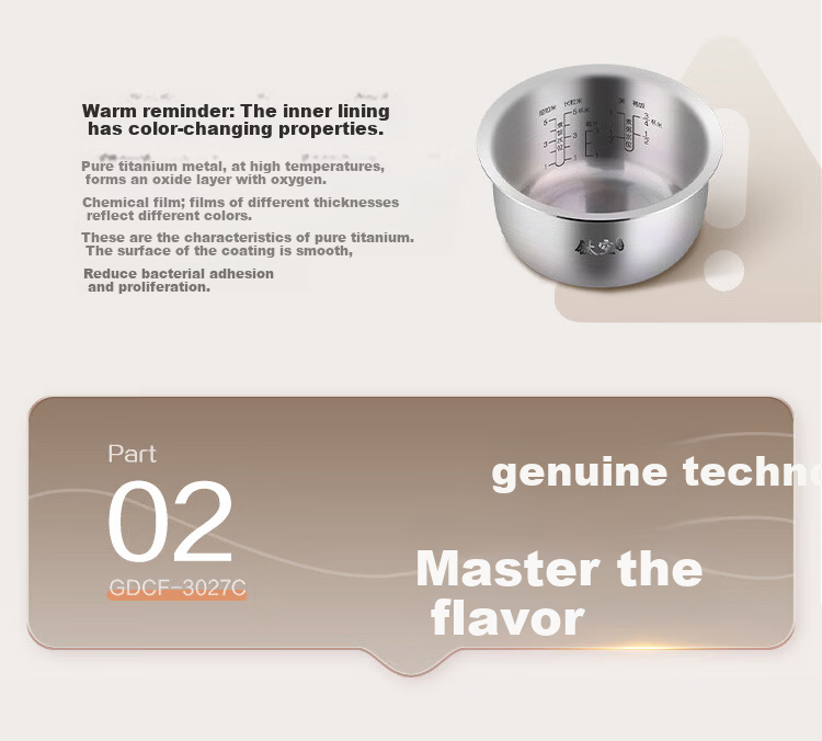 Gree Price Protection 618 Rice Cooker 0 Coating Titanium Inner Pot 316 Stainless Steel 2-4 Person 3L IH Heating Non-Coating Multifunctional Rice Cooker Baby Porridge 3027C 6