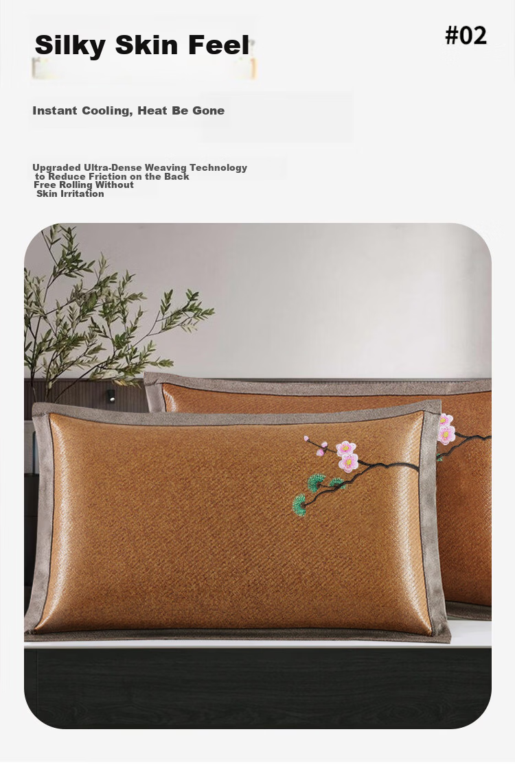 Hengyuanxiang Summer Ice Rattan Pillowcase Single Ice Silk Pillow Cover Rattan Cooling Pillow Core Isolation Cover Persimmon Wish 5