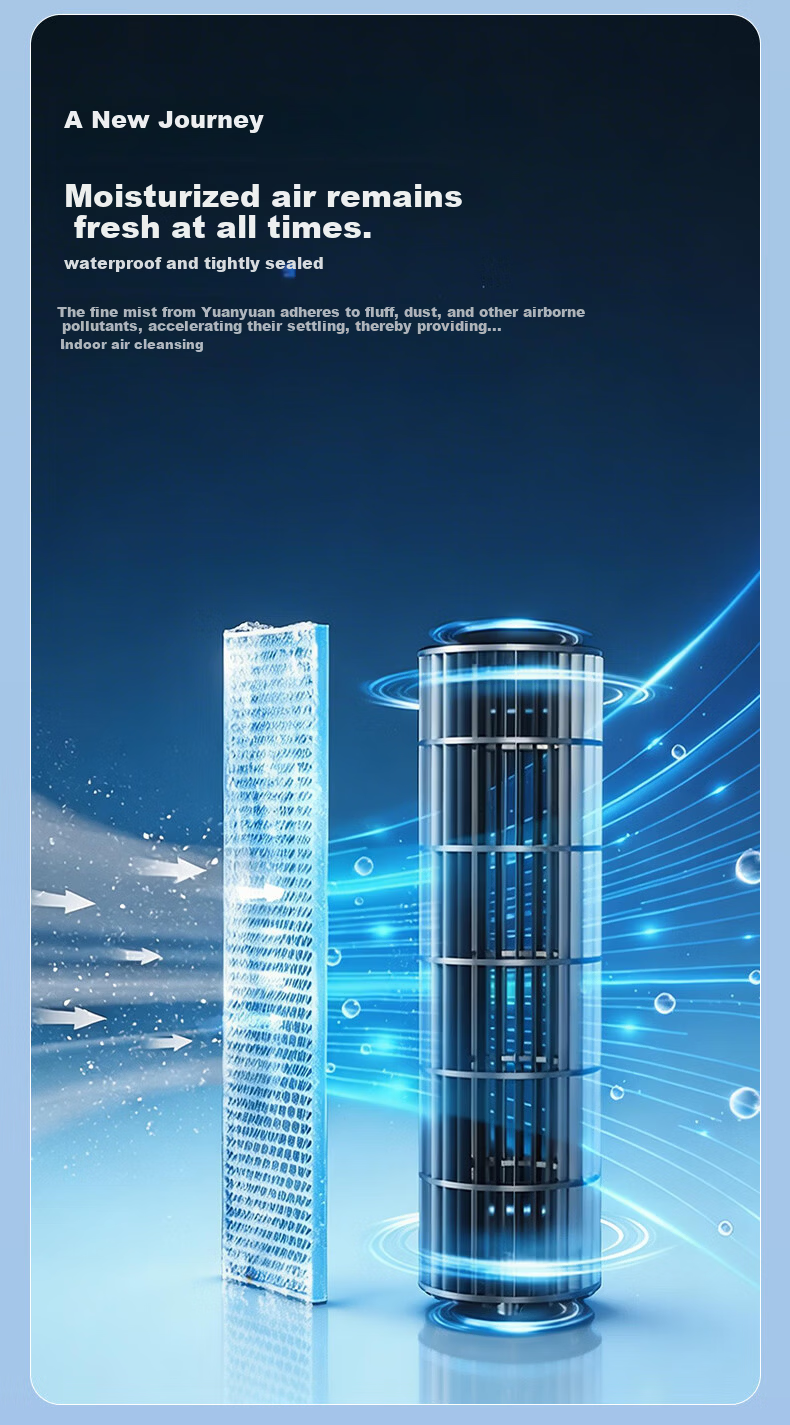 AUCMA Home Cooling Fan Floor Strong Cooling Portable Air Conditioner Fan Standing Water Cooling Air Purifier Air Circulation Bladeless Tower Fan Quiet Bedroom S5Y 6