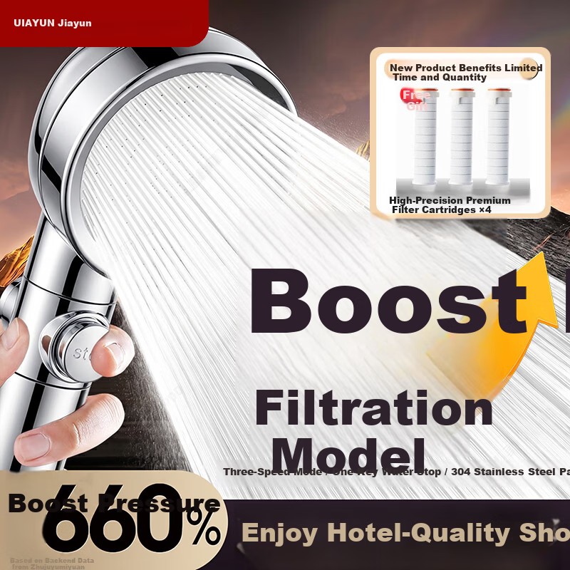 Jiayun High-Pressure Filtered Shower Head Powerful Multi-Function Handheld Shower Sprayer with Full Water Flow for Home Use