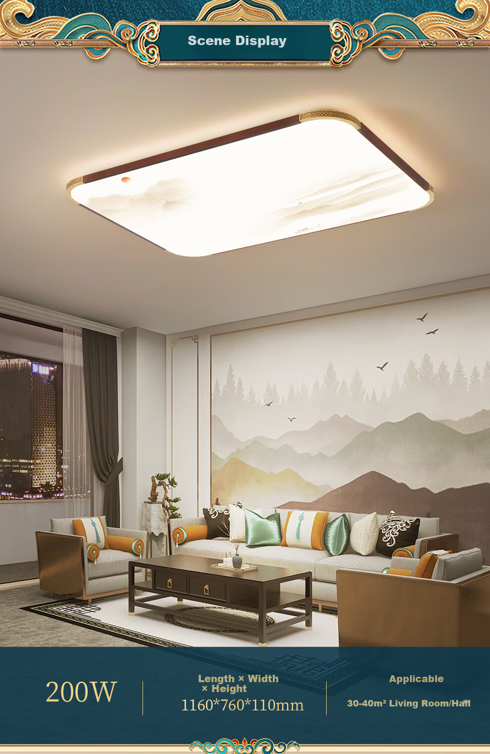 NVC Ceiling Light Wooden Art Study Dining Room Bedroom Round Smart High CRI WHXD60W/F-17 10