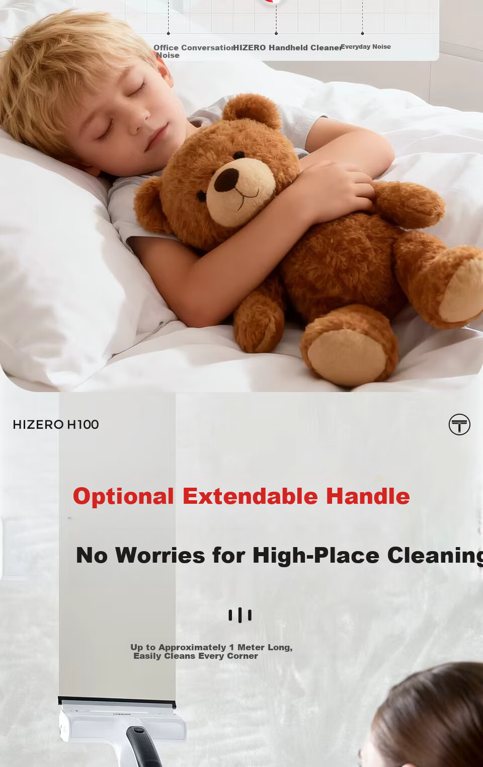 HIZERO H100 Handheld Electronic Cleaning Cloth Machine Multi-Functional Cleaner Automatic Washing Zero Suction Dust-Free Silent Home Window Cleaning Machine 9