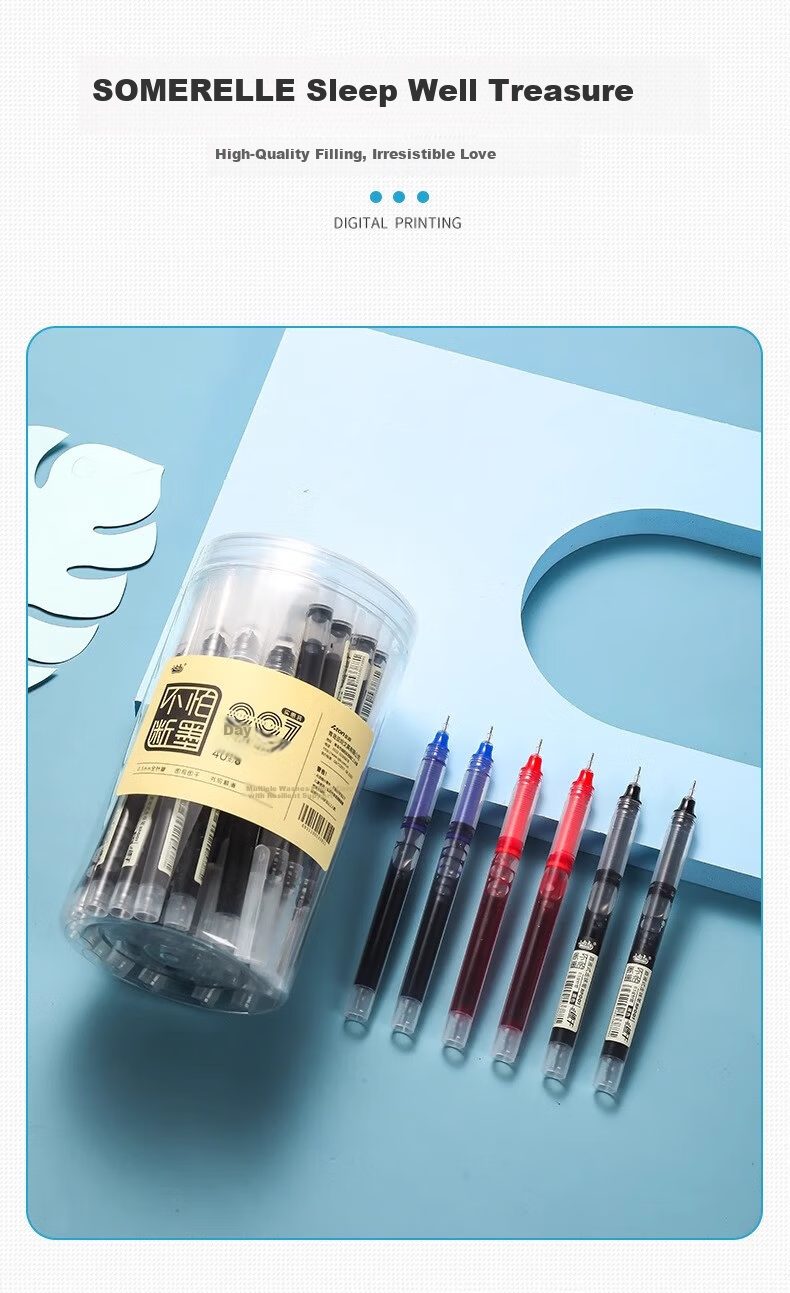Xiaobaidian Red 0.5mm Neutral Liquid Rollerball Pen Full Needle Tube Red Correction Pen Large Capacity Carbon Ballpoint Pen 40pcs/Barrel RP007 5