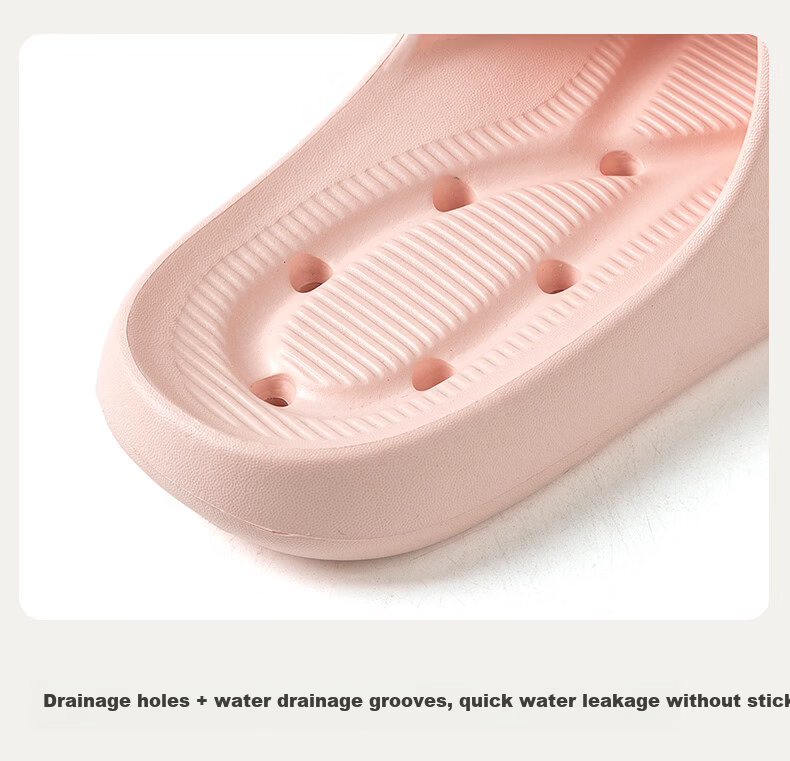 Puxi Wave-Breaking Slip-On Bathroom Non-Slip Water-Draining Shower Quick-Dry Slippers Star Moon White Size 35-36 9