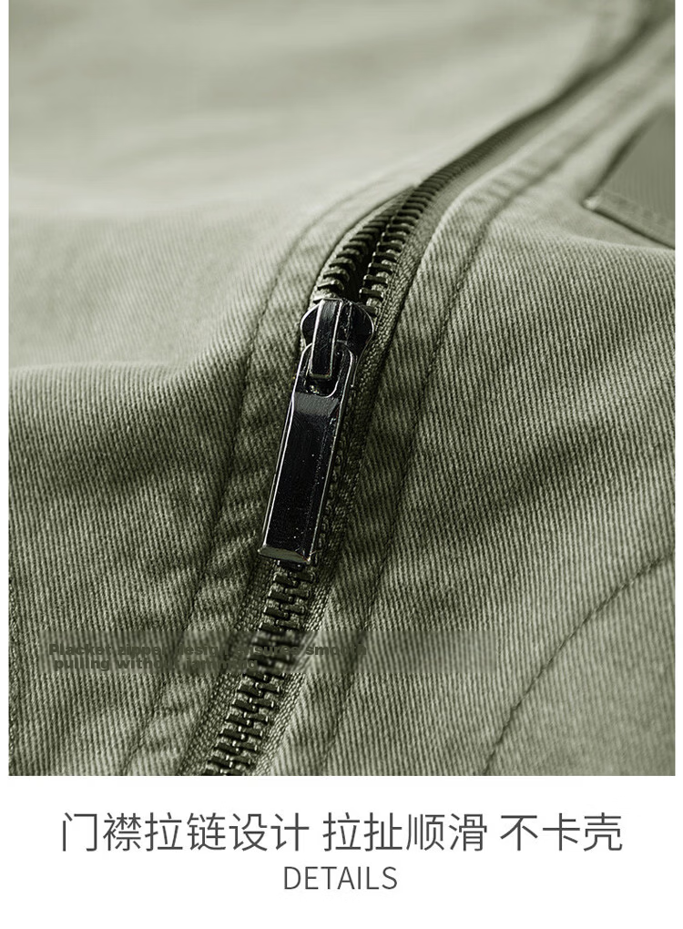 JEEP Men's Jacket Spring Autumn Trendy Workwear Cotton Short Casual Versatile Gray Green 2XL 17