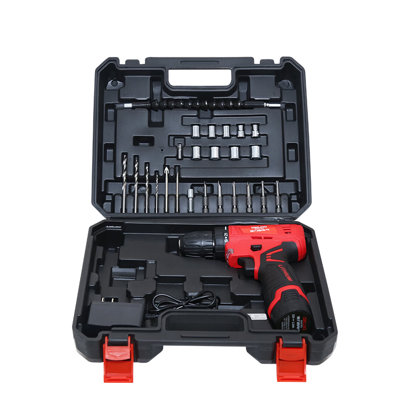Delixi Electric 12V Cordless Lithium Battery Electric Drill Screwdriver 24-Piece Tool Set