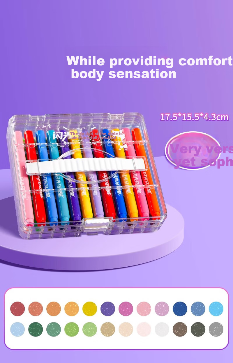 Liupintang Glitter Marker New Flashing Watercolor Pen for Primary Students Shiny Metallic Colored Pen Sand Flow Sparkling Art Pen for Kids Journal Highlighter 10
