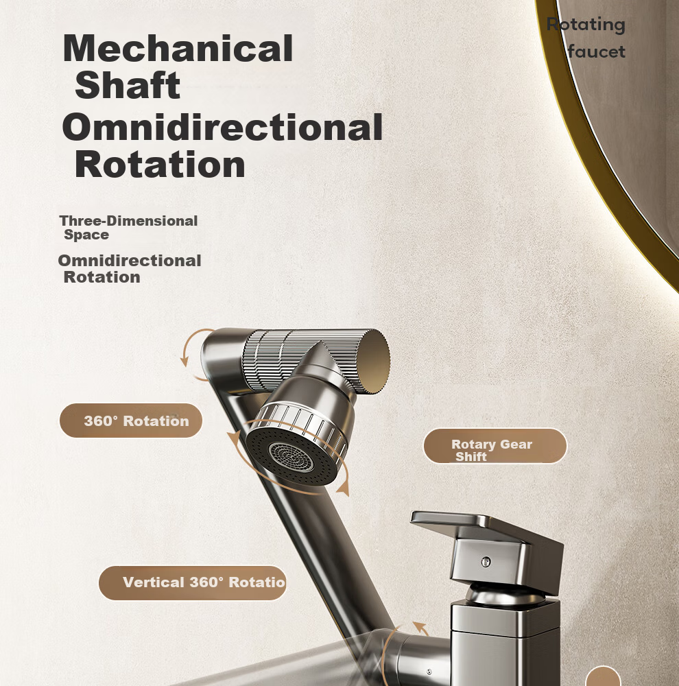 ILeddog [Germany] All-Copper Basin Faucet Bathroom Sink Universal Mechanical Arm Hot and Cold Splash-Proof ZCMLT 7