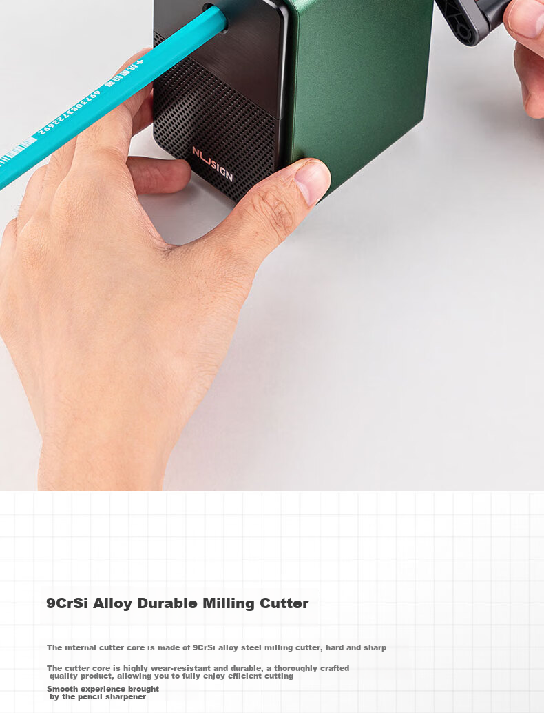 NUSIGN 5-Speed Automatic Pencil Sharpener Hand-Crank Pencil Sharpener Green NS077【Popular Product】High-End Brand under Deli 2