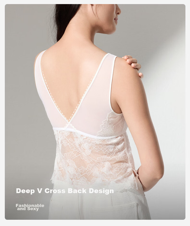 Manifen New French Lace V-Neck Vest Sexy Triangle Cup with Cup Camisole Fashionable Back Lightweight Thin Base Layer 8