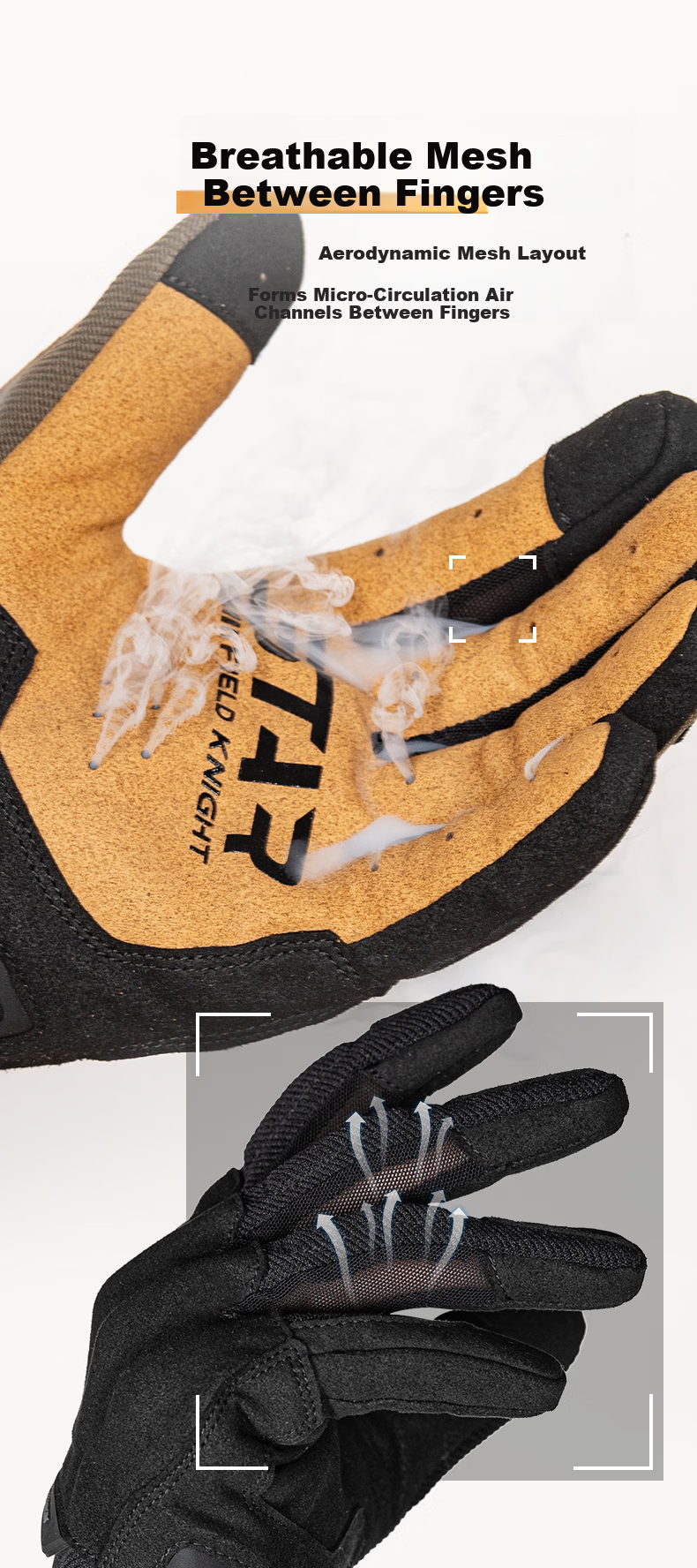 STAR FIELD KNIGHT Motorcycle Riding Gloves Unisex Spring Summer Breathable Retro Thin SKG577 Beige Size M 4