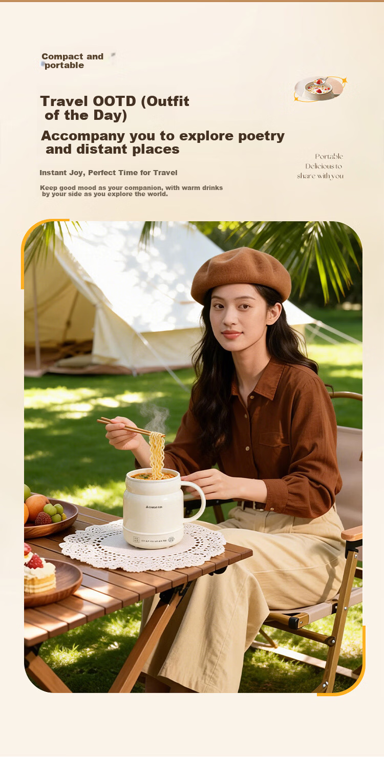 CHIGO Health Pot Electric Stew Cup Small Single-Person Hot Milk Maker Multifunctional Health Cup Electric Boiling Cup Water Boiler Stew Integrated 7
