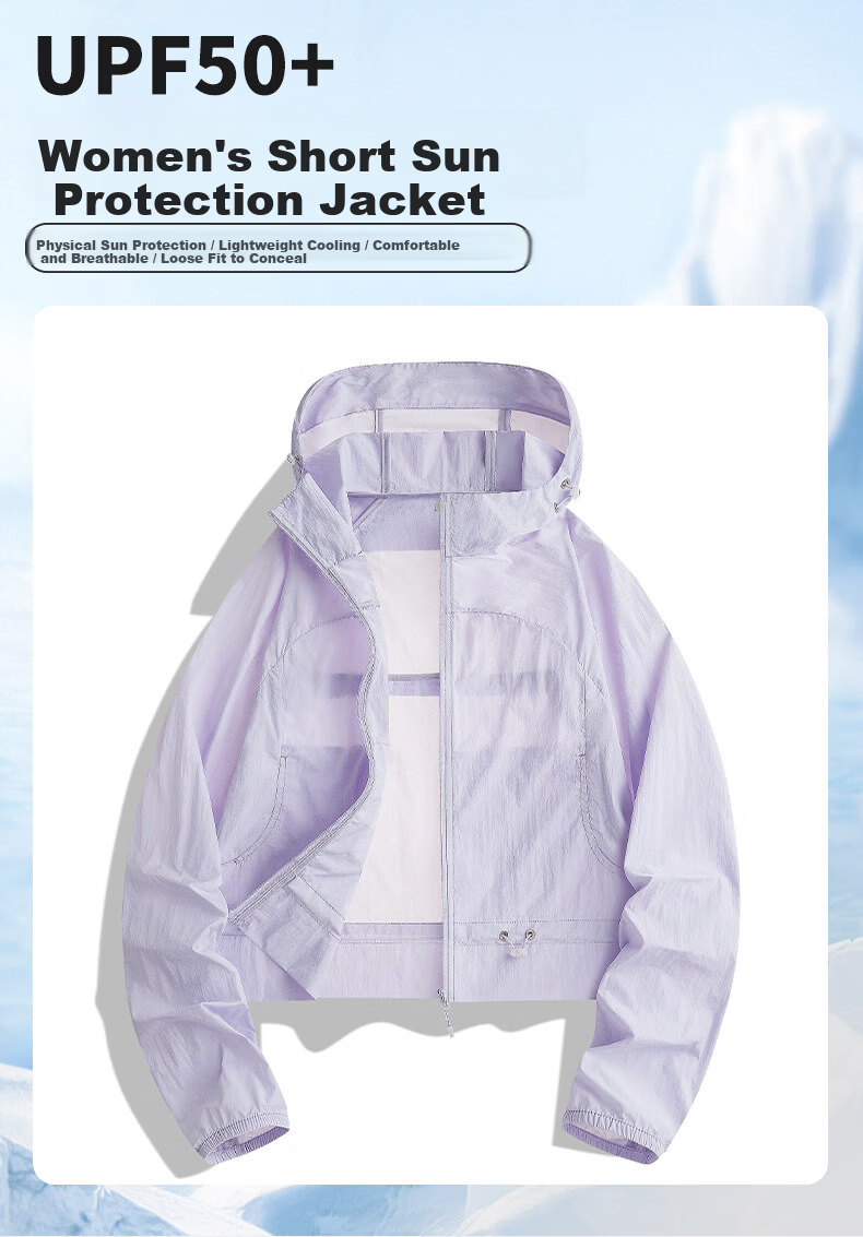 MULINSEN Summer 2026 New Slim Fit Short Sunscreen Jacket for Petite Women, Loose Breathable Hooded Thin Coat 6