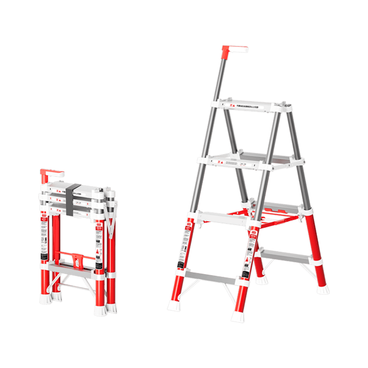 JD Jingzao Qingyun Folding Telescopic Household Step Ladder Four-Step Indoor Aluminum Alloy Multi-Functional Ladder