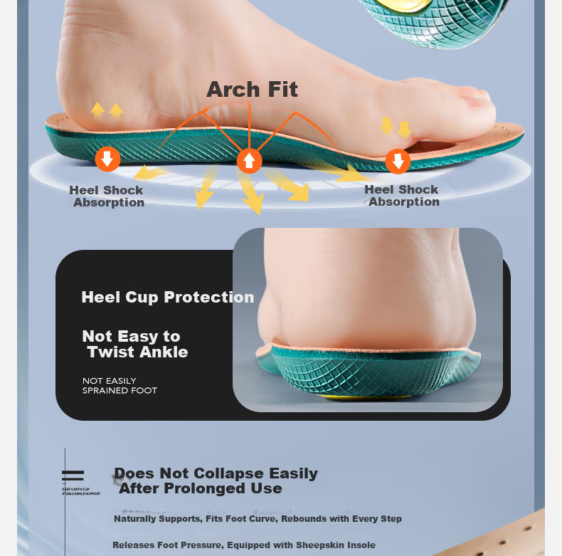 MINISO Sheepskin Insoles Sweat-Absorbing Breathable Shock-Absorbing Soft Anti-Odor Durable Comfort Insoles Size 39-40 16