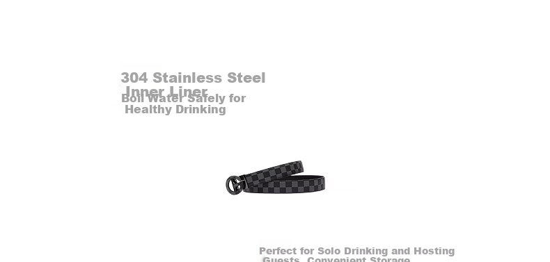 GXG Men's Commuter Black Automatic Buckle Belt with Checkered Letter Buckle Black 110cm 3