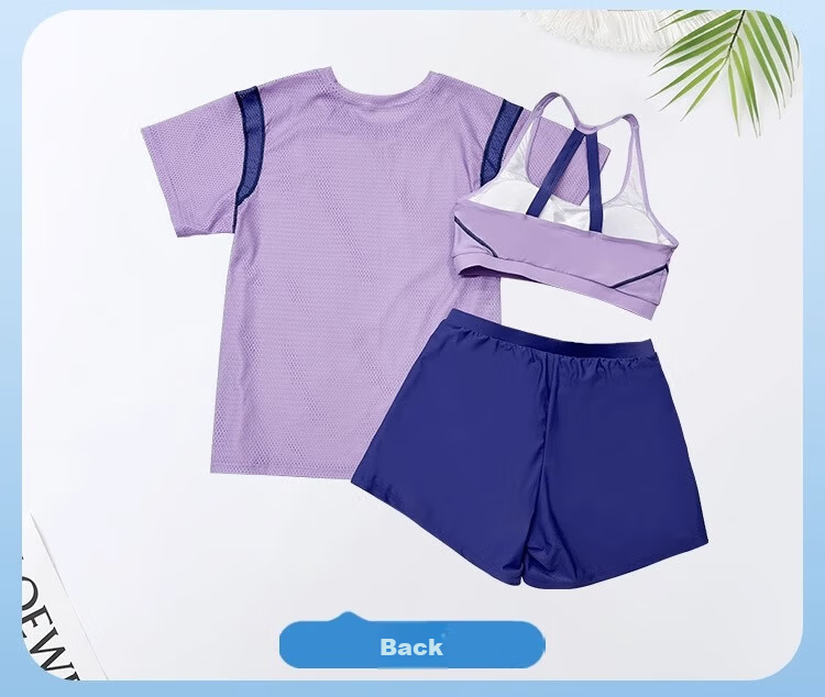 Xtep Women's Conservative Two-Piece Swimsuit High-End Slimming Loose Beach Vacation Three-Piece Cover-Up Set 19