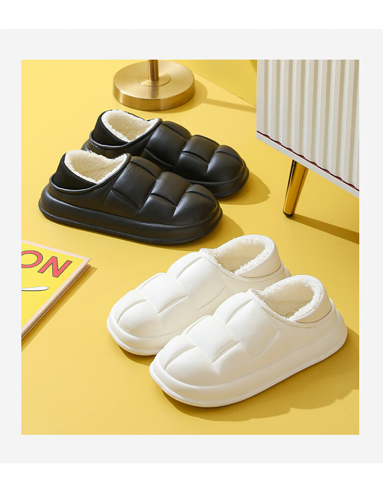 CARTELO Cotton Slippers for Men And Women, Autumn And Winter Home Indoor Outdoor Wear, Warm Water-Resistant Soft Sole EVA Couple Shoes 16