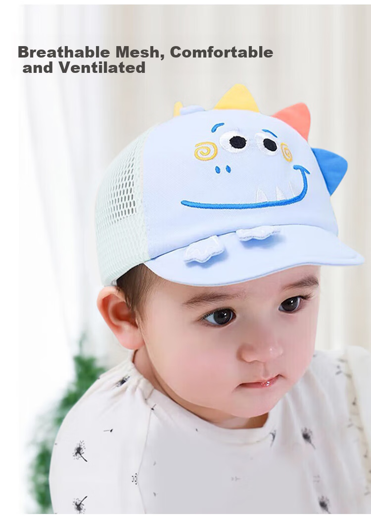 9i9 Baby Summer Thin Cartoon Shark Sun Protection Baseball Cap Unisex Toddler Sun Hat 0-3 Years F34 Blue 7
