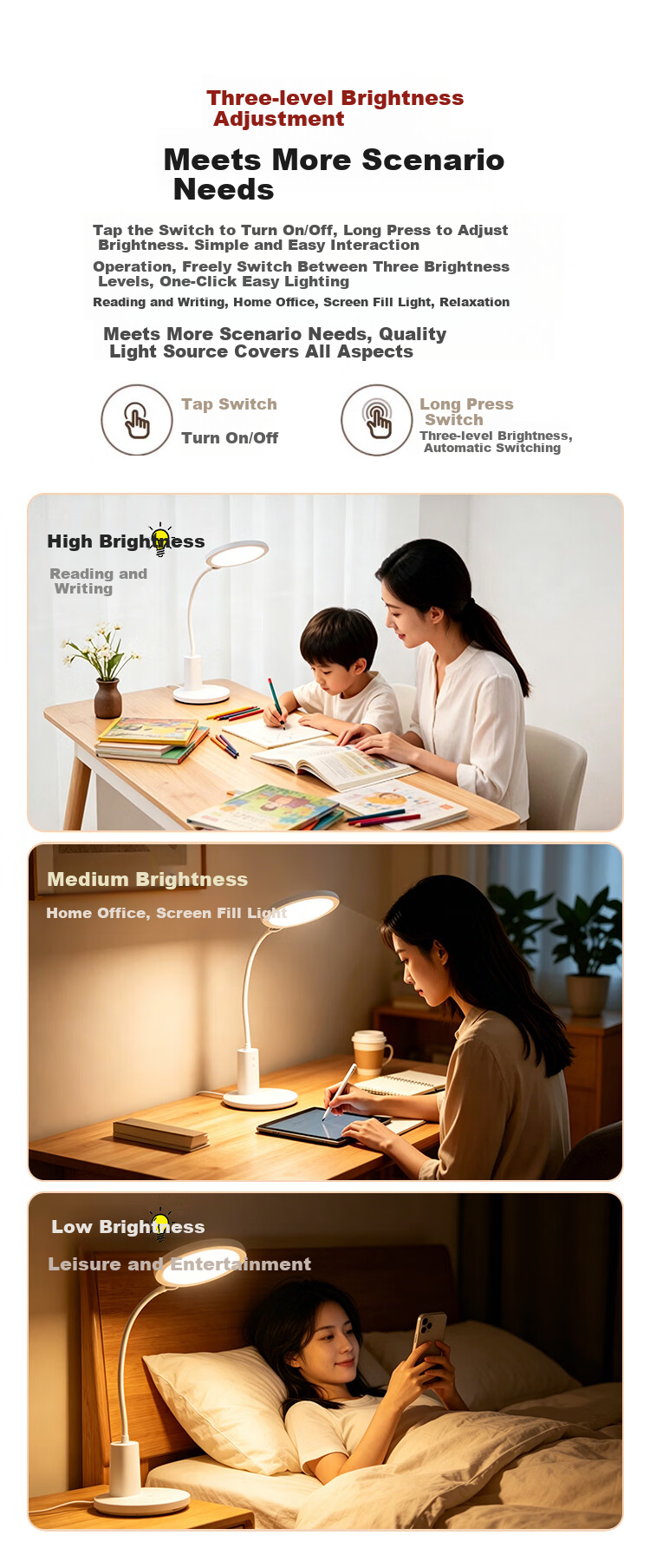 AOC Eye Protection Full Spectrum Desk Lamp AAAA Grade for Children Students Reading Bedroom Study Myopia Prevention 8