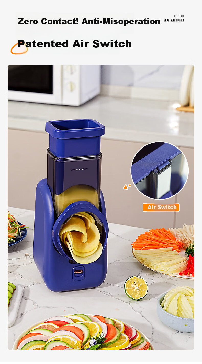 Meizhikou [Price Protection 618] Multifunctional Vegetable Cutter Household Kitchen Electric Vegetable Slicer Fully Automatic Shredder and Slicer with Cleaning Brush 18
