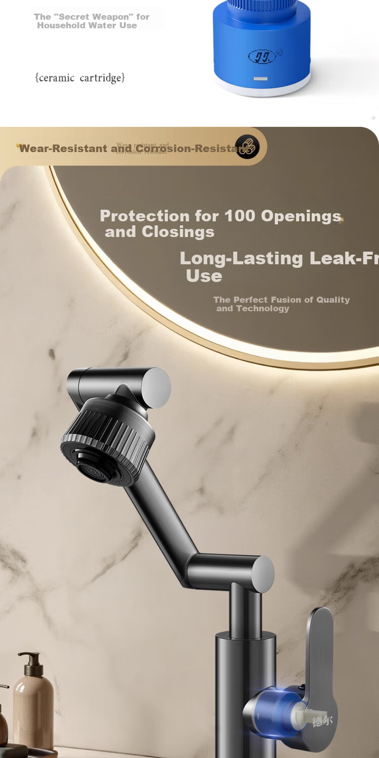 Del 28-Year Brand Basin Faucet Hot and Cold Water Mixer 2-in-1 Universal Mechanical Arm Washbasin Faucet 10