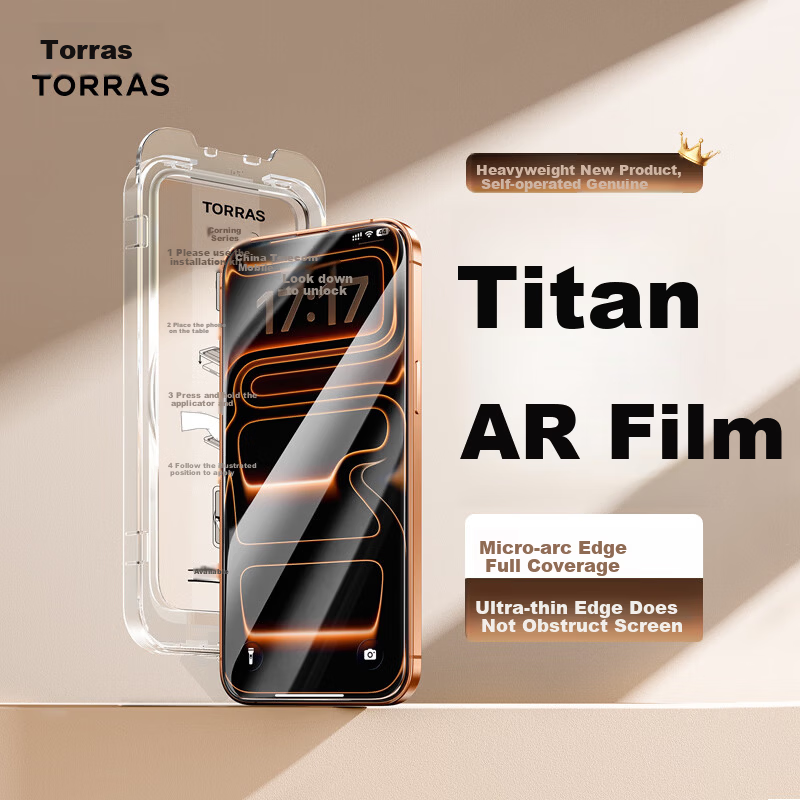 Torras Titan Crystal Diamond Screen Protector [AR Anti-Reflection] for iPhone 16 Pro Max Tempered Glass Film, High-Definition Full Coverage Anti-Fingerprint Phone Screen Protector for Apple 16 Pro Max