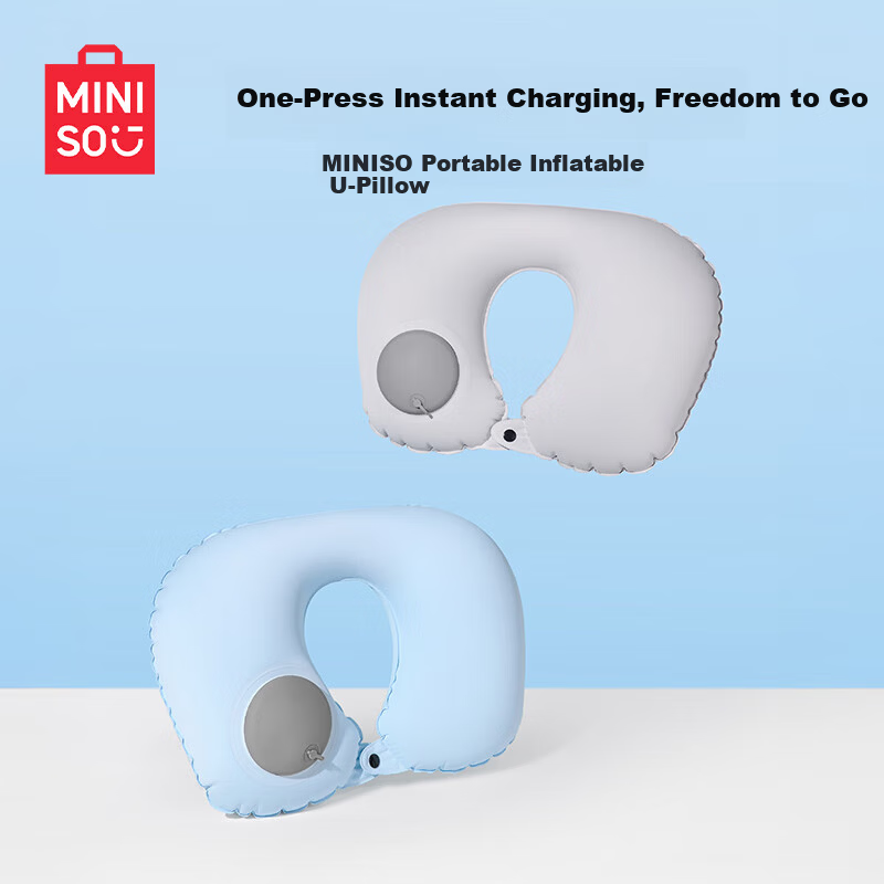 MINISO Portable Inflatable U-Shaped Pillow Comfortable Breathable Office Nap Pillow Gray