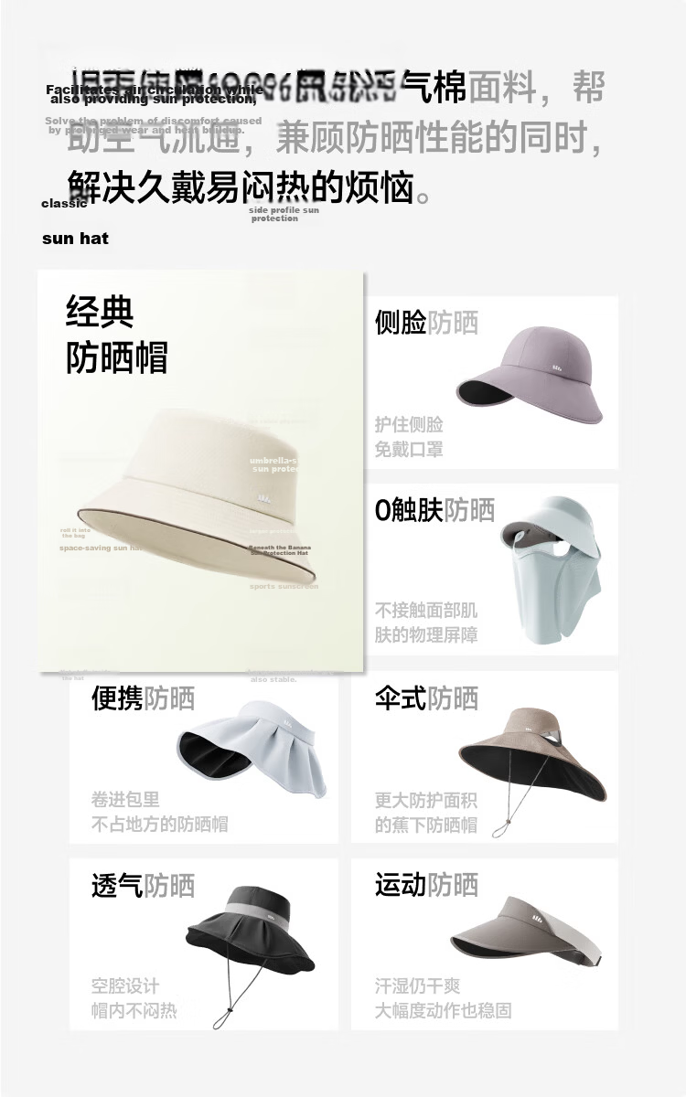 Beneunder Fisherman Hat Summer Sunshade Hat Unisex Outdoor Casual Sun Protection Windproof Face Slimming CT025 3