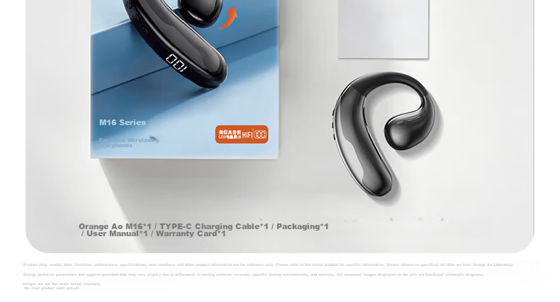 Chengao Wireless Bluetooth Earphone Single Ear Hook 2026 Best Seller Long Battery Life Bone Conduction Non-In-Ear High Fidelity Sound for Driving Cycling Sports Universal M16 Black 17