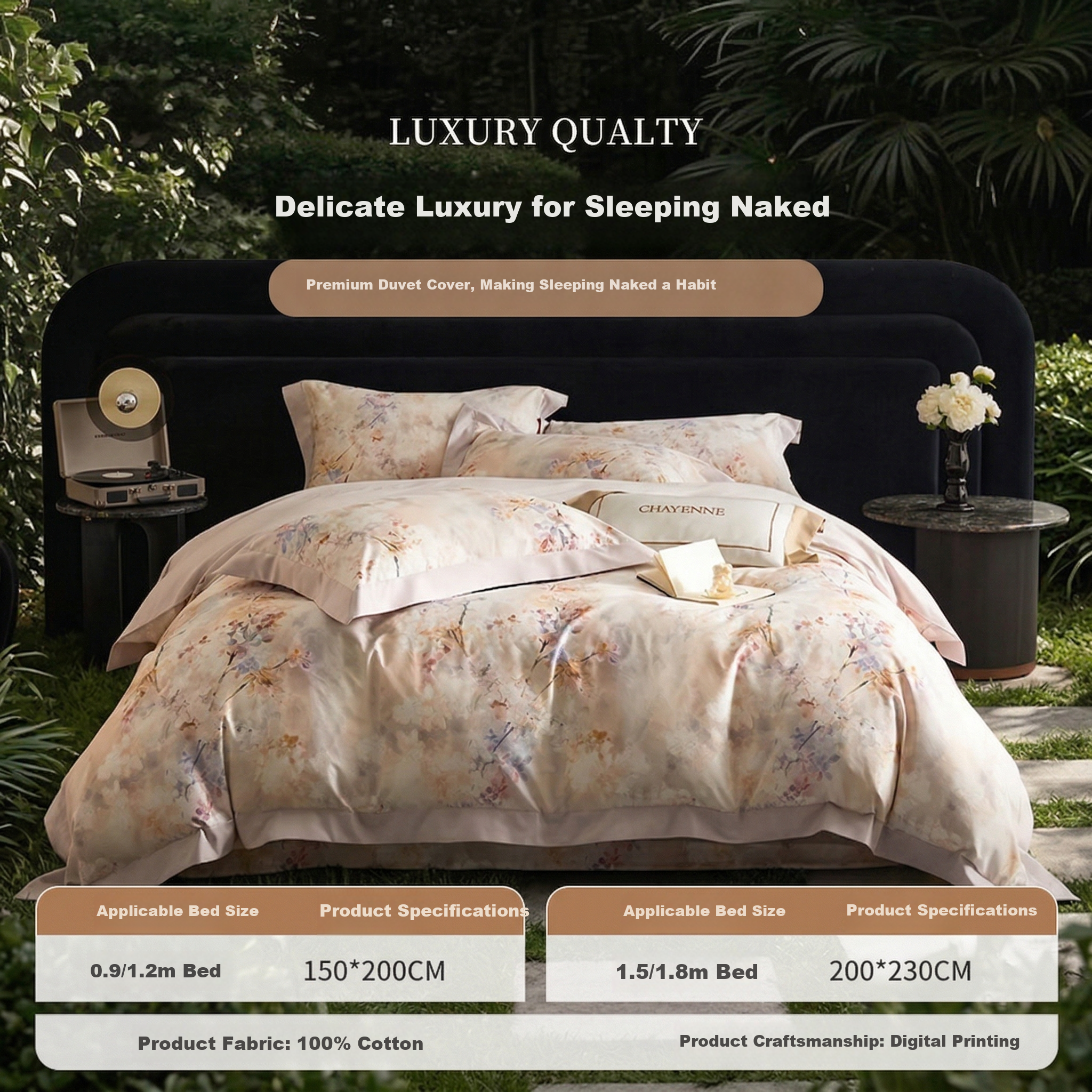 La Torretta 100% Cotton Bedding Duvet Cover Single Piece 60s Cotton Printed Duvet Cover 200x230cm Purple Fairy